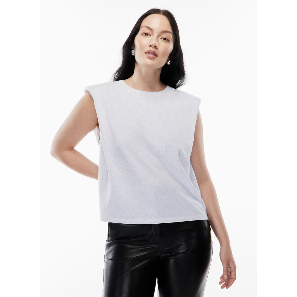 Babaton Aritzia Heather Grey Shoulder Pad Muscle Tee Tank Top Size M